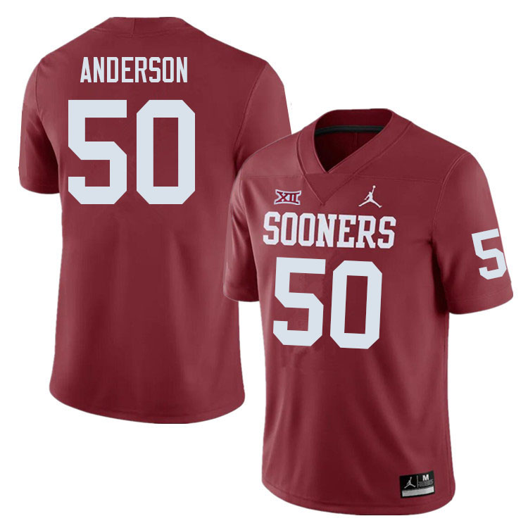 Men #50 Ben Anderson Oklahoma Sooners College Football Jerseys Sale-Crimson - Click Image to Close